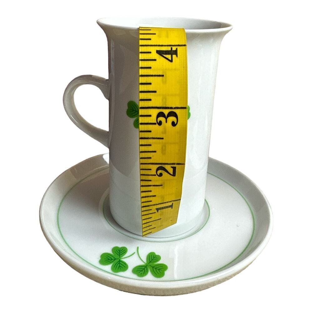 The Toscany Collection By Feeney Japan White Irish Clover Cup & Saucer Set of 4 - Picture 6 of 7